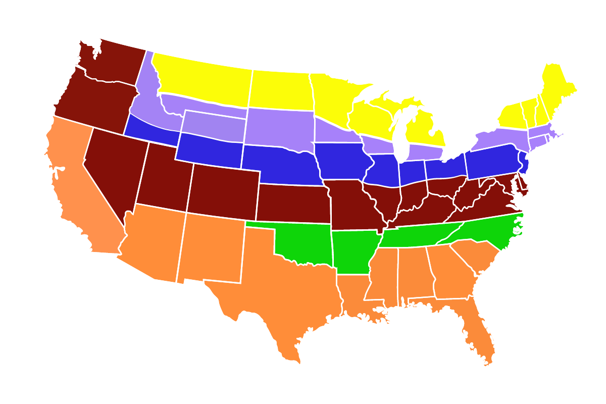 Steele Plant Company Shipping Date Map